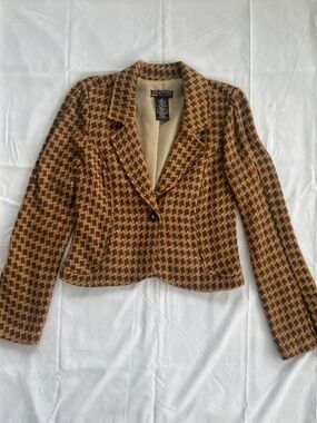 Cropped Y2K Houndstooth Blazer